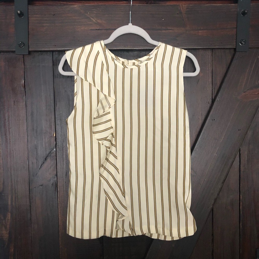 Sandro Striped Sleeveless Blouse- Bari Vanille